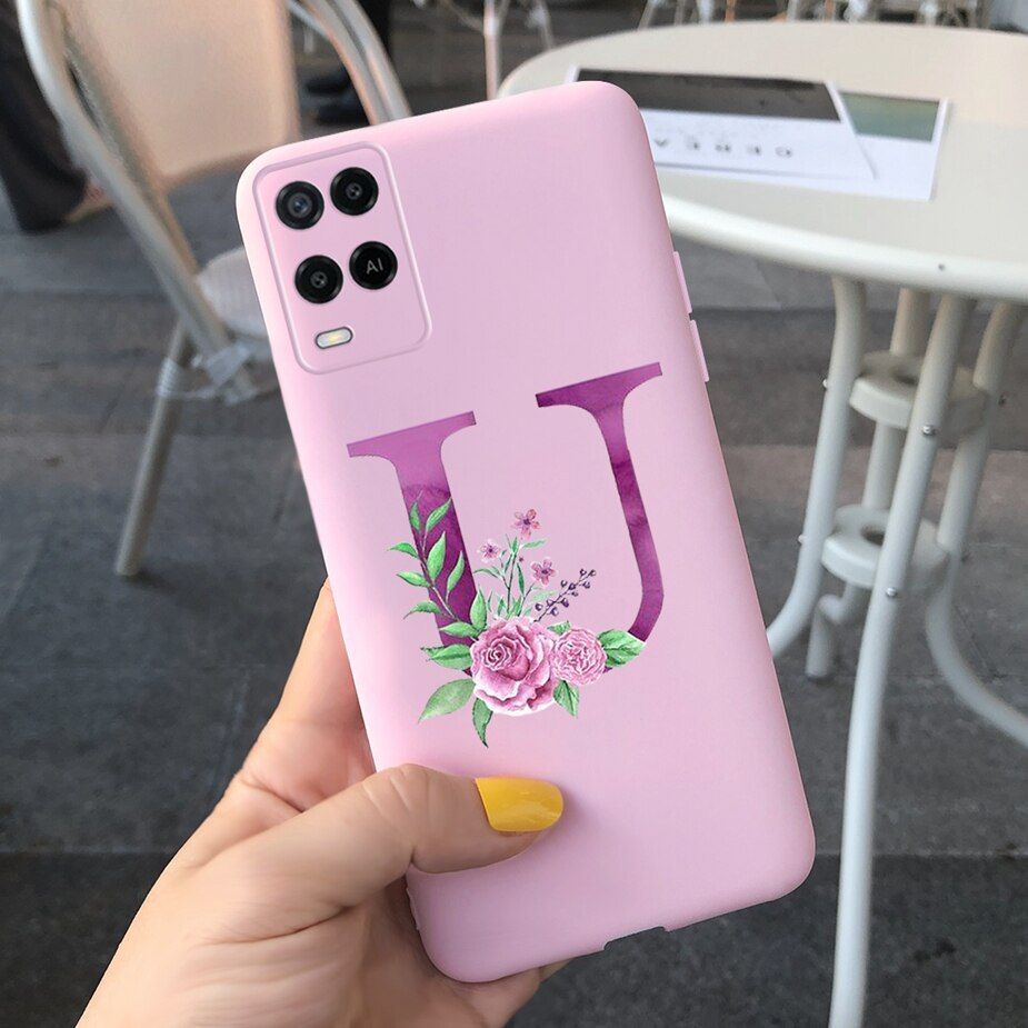 Silicone Case For Oppo A54 Case CPH2239 OppoA54 Soft TPU Cute Letters Cover For Oppo A54 5G CPH2195 A 54 Phone Cases Full Bumper