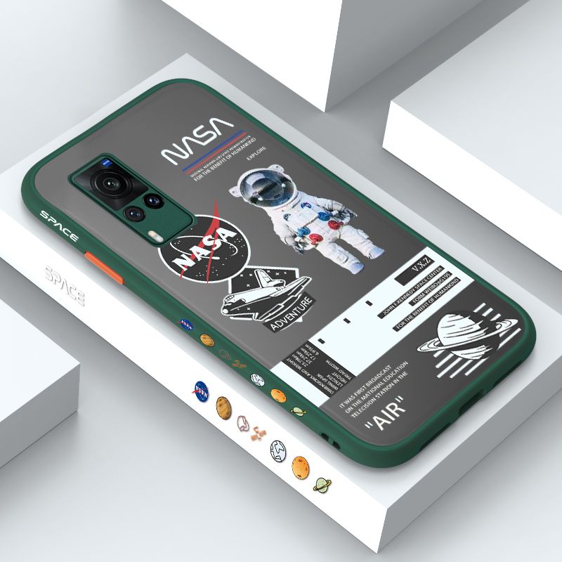 ZeroQiQi for Vivo X60 Case Creative Cartoon Astronaut Side Printed Pattern Design Phone Cover Frosted Transparent Ultra Thin Protective Phone Case