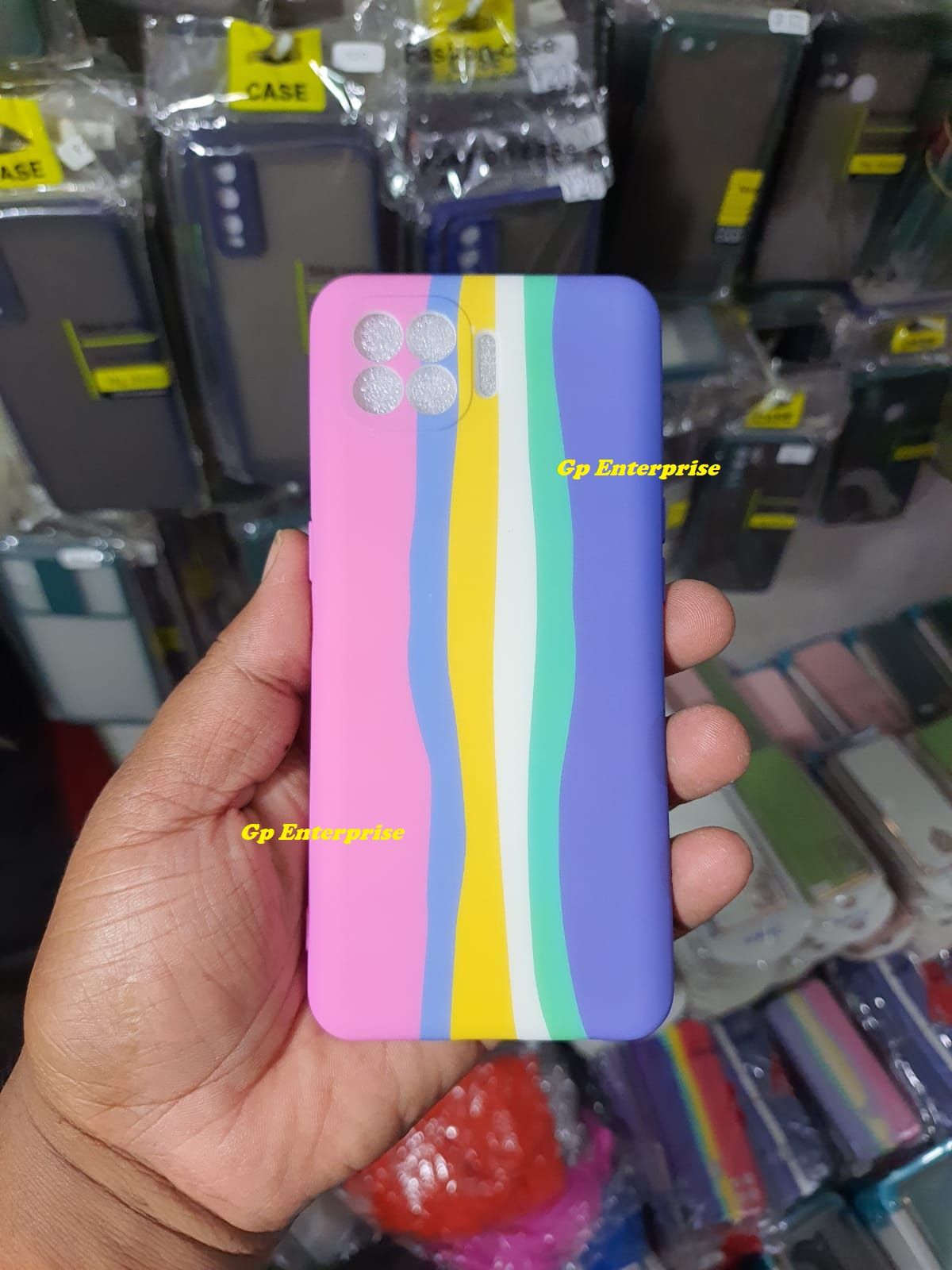For Oppo F17 Pro Luxury Rainbow Silicone Protect Back Cover Soft Silicone Protective Back Cover - Phone Back Cover - মোবাইল ফোন - Phone
