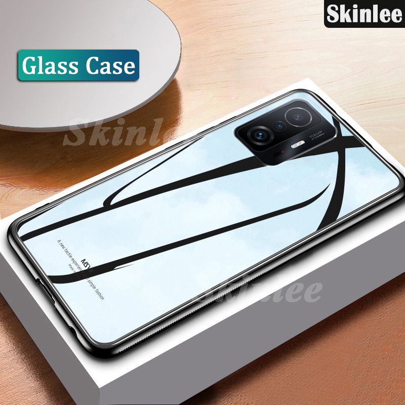 Skinlee Glass Phone Case for Xiaomi 11T / Xiaomi 11T Pro Back Cover Full Protection Tempered Glass Cases for Mi 11T / Mi 11T Pro Glass Cover