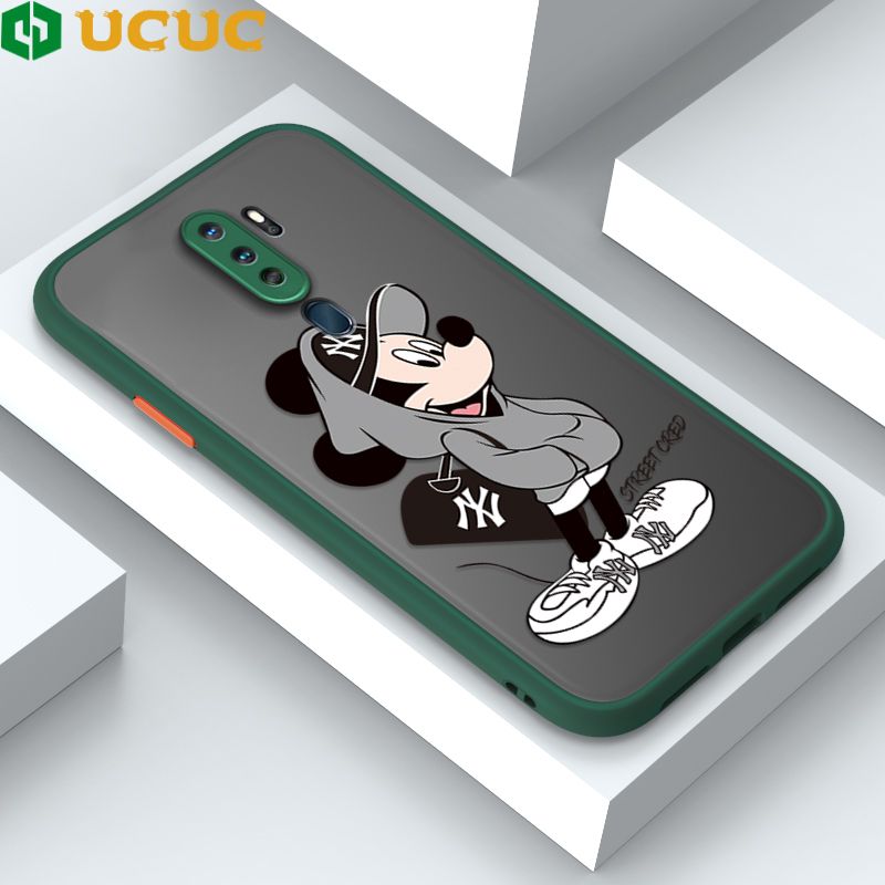 UCUC for OPPO A9 2020 A5 2020 Back Cover Handsome Mouse Frosted Transparent Hard Phone Case Thin Shockproof Full Cover Camera Protect Case