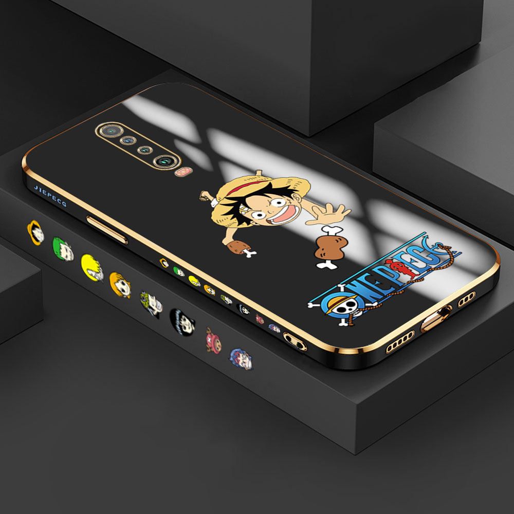 Jizetin (Free Lanyard) Xiaomi Poco X2 / Redmi K30 Case Cute Luffy Luxury 6D Plating Soft Casing Silicone Ultra Thin Phone Cover