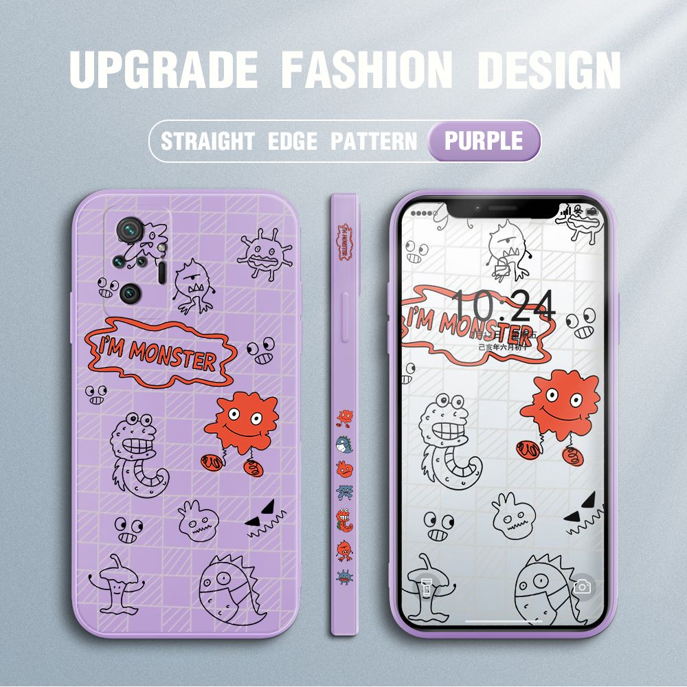 Jizetin for Xiaomi Redmi Note 10 Pro / Note 10 Pro Max Case Side Design Phone Cover Printed Text “I Am Monster ” Cover Square Edge Pattern Liquid Silicone Trend Case