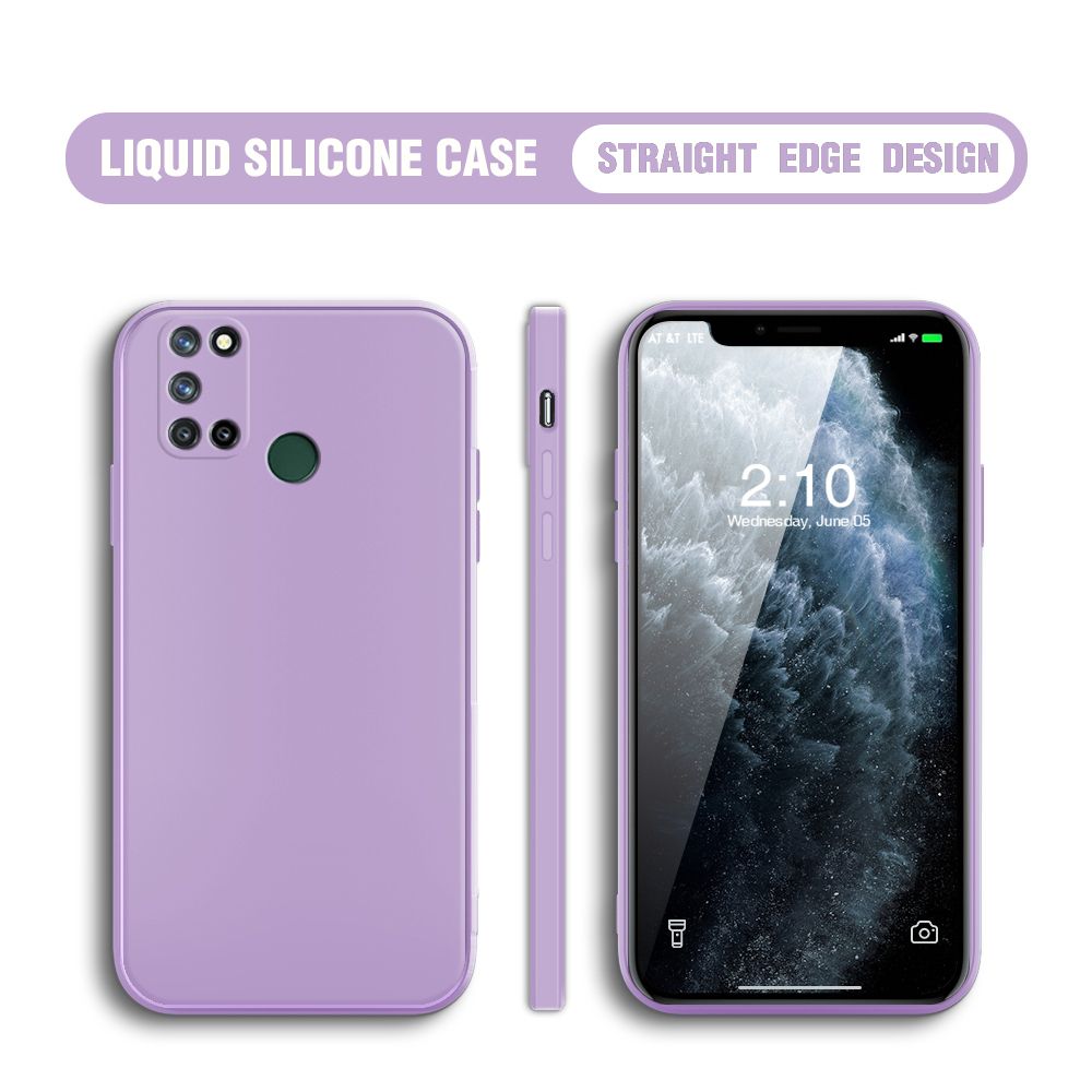 Hontinga for Realme C17 Case Thin Soft Luxury Square Liquid Silicone Phone Case Candy Cover
