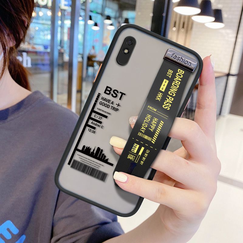 UCUC for Xiaomi Redmi 9A Wrist Strap Case Creative Printing City Landscape Wristband Printing Cover Shockproof Frosted Phone Case