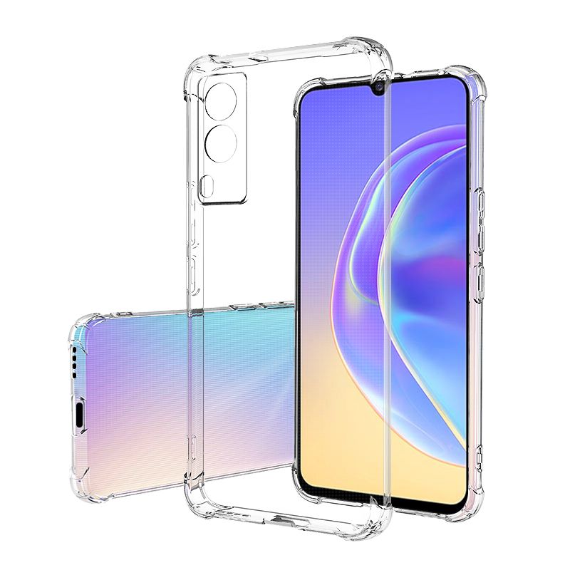 For Vivo Y21E Transparent 6D Crystal silicone Bumper case antiShock corner Clear back cover