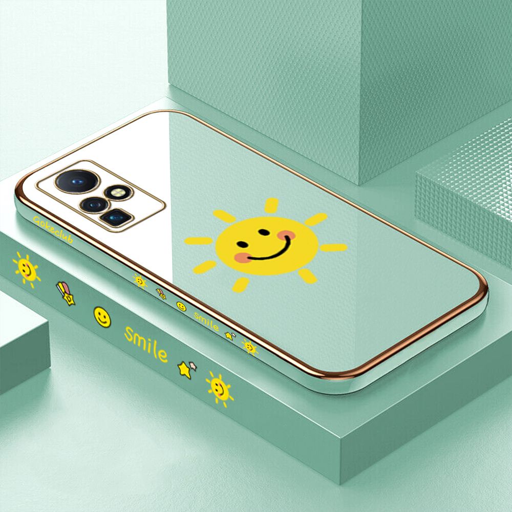 ZeroQiQi for Infinix Zero X/Zero X Pro Back Cover Smiling Sun Luxury 6D Plating Case Side Pattern Soft Silicone Square Phone Cases + Free Lanyard