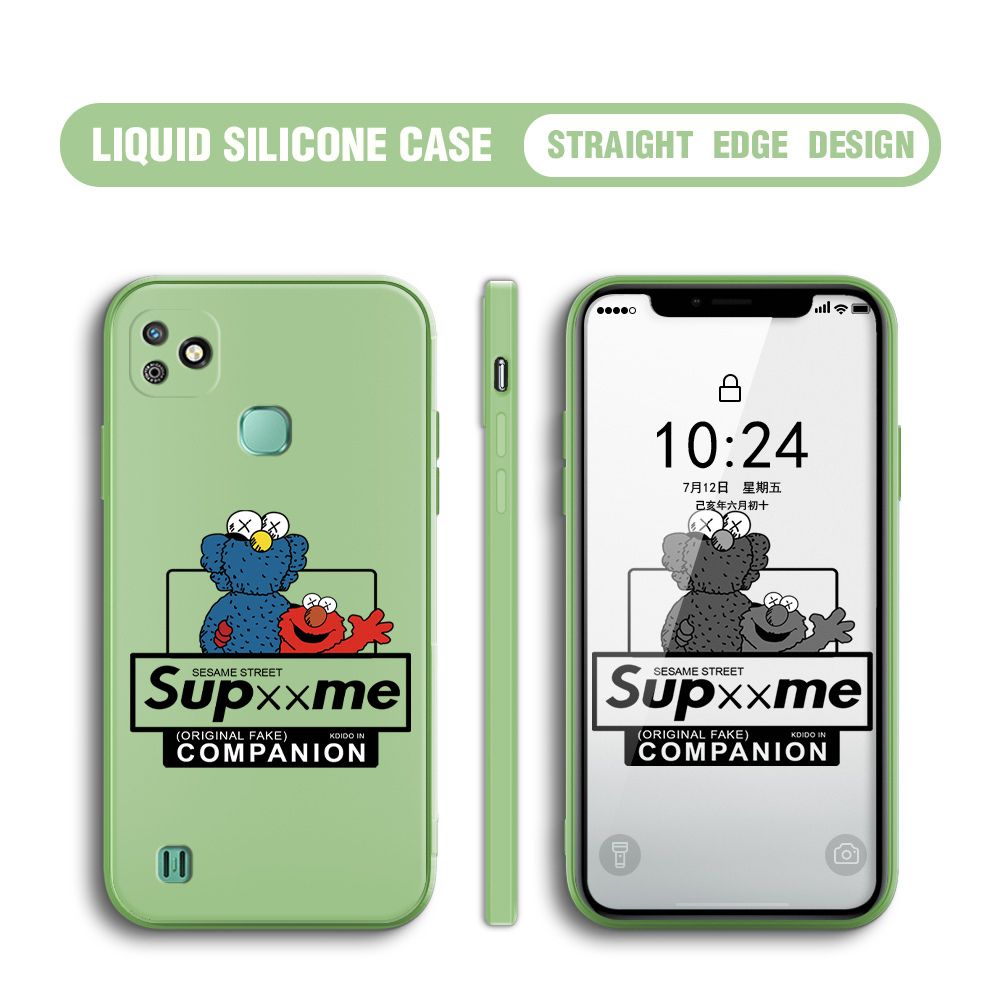 BILI for Infinix Smart HD 2021 Back Cover Sesame Street Companion Multicolor Liquid Silicone Phone Case Soft Square Lens Protection Phone Cases