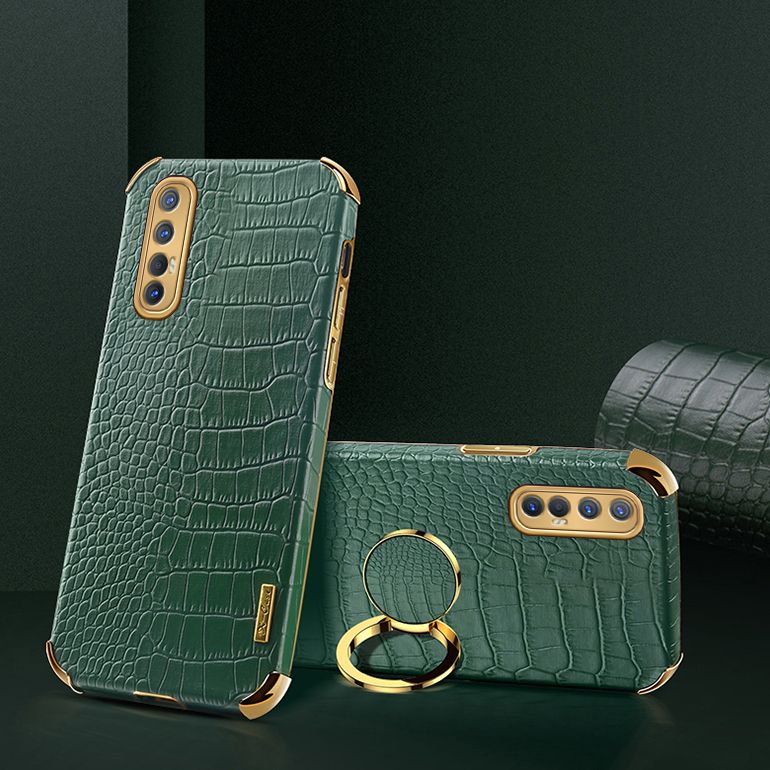 Case for OPPO Reno3 Pro 5G Crocodile Pattern 360 Degree Rotating Ring Protective Cover Compatible with Magnetic Car