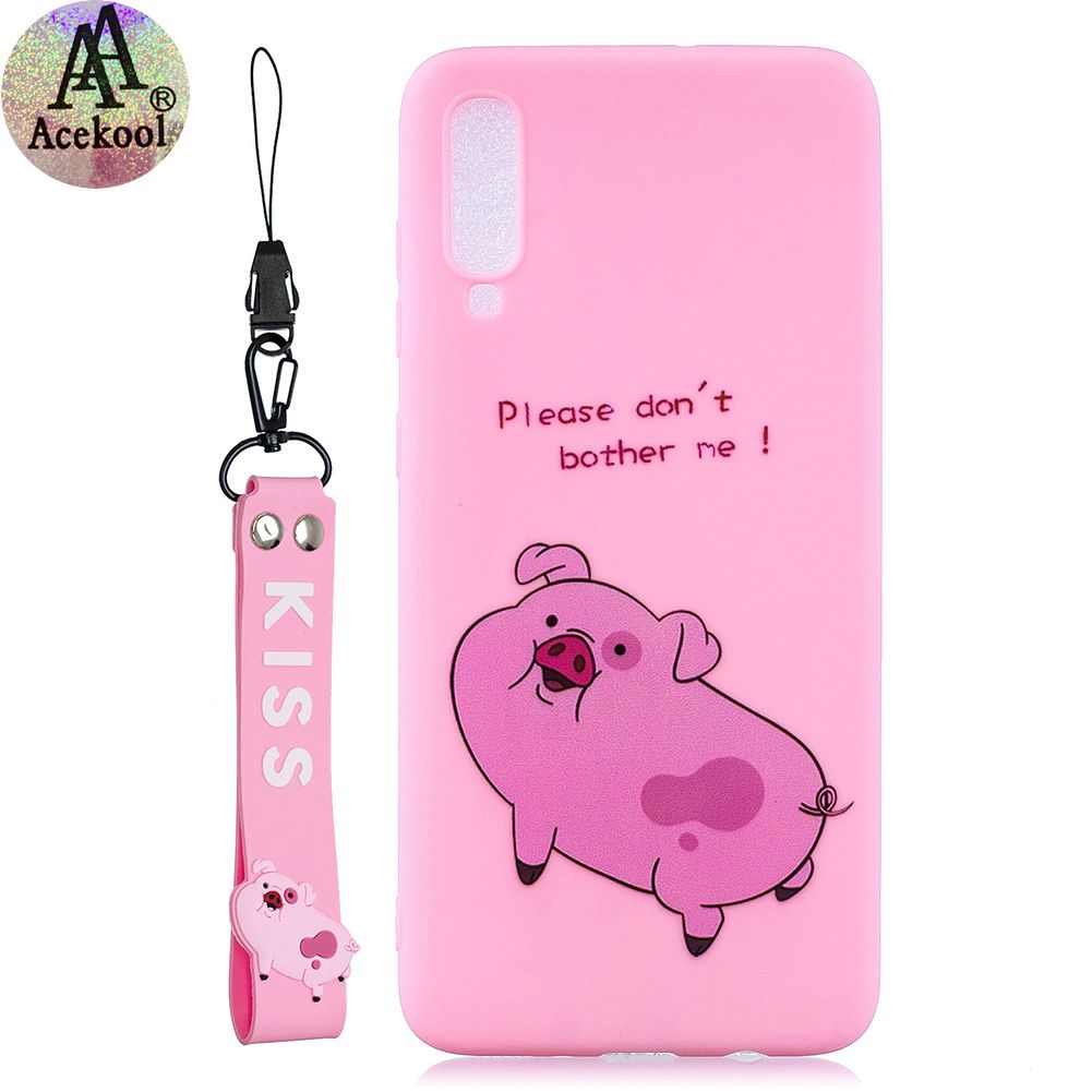 Yfashion kool for  0 Cartoon Lovely Coloured Painted Soft PU Back Cover Non-slip Shockproof Full Protective Case with Lanyard
