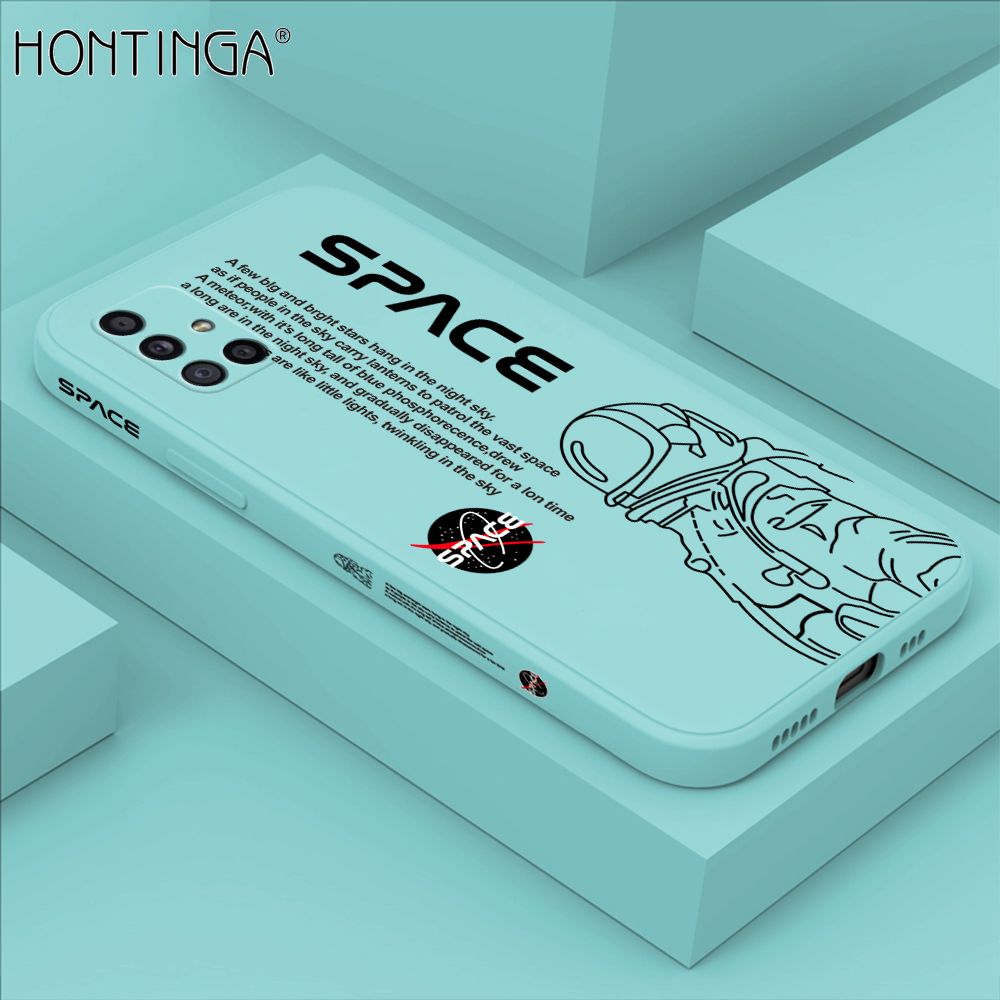 Hontinga for Samsung Galaxy A71 4G Back Cover Cool Astronaut Pattern Case Soft Square Edge Liquid Silicone Phone Cases