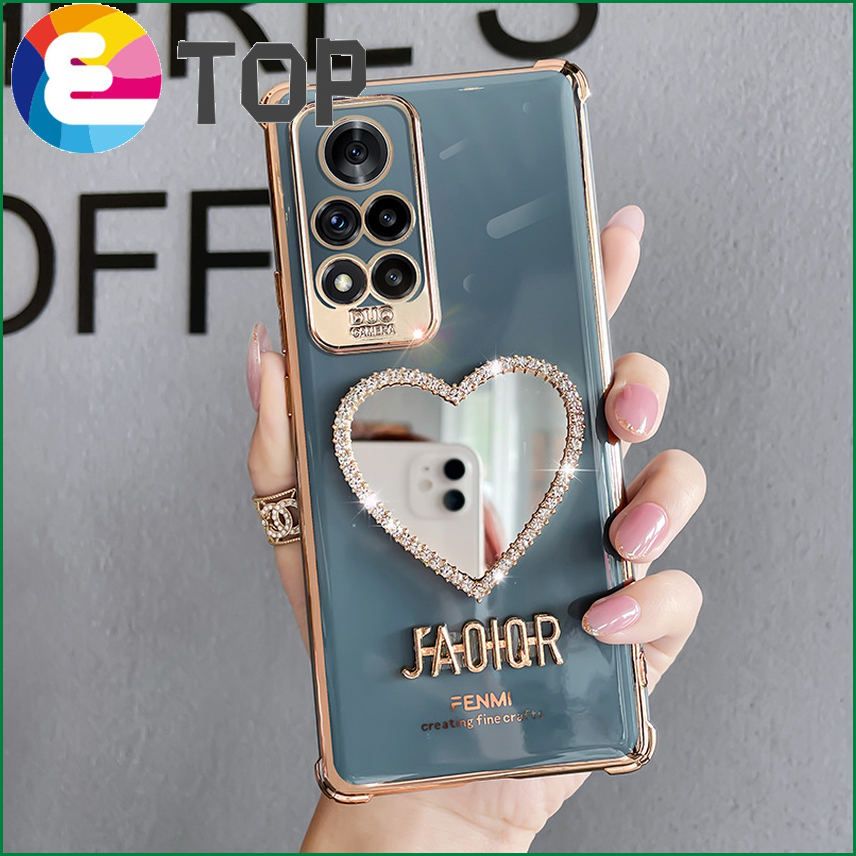 Suitable for Huawei glory v40 mobile phone shell 5g version makeup mirror silicone Huawei all-inclusive love mirror protective cover
