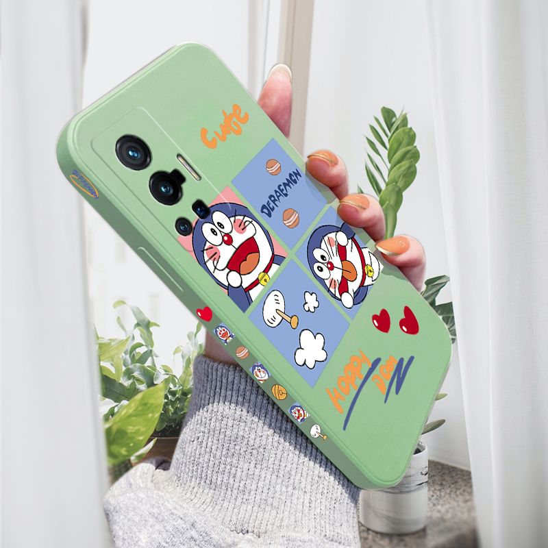 AMORVOR for Vivo X70 Pro 5G Back Cover Cute Happy Cartoon Side design Soft Case Multicolor Liquid Silicone Phone Cases