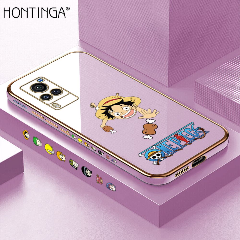 Hontinga for Vivo X60 Pro Back Cover + Free Lanyard Luxury 6D Plating Big Stick Meat Boy Side Pattern Case Soft Silicone Square Mobile Cover