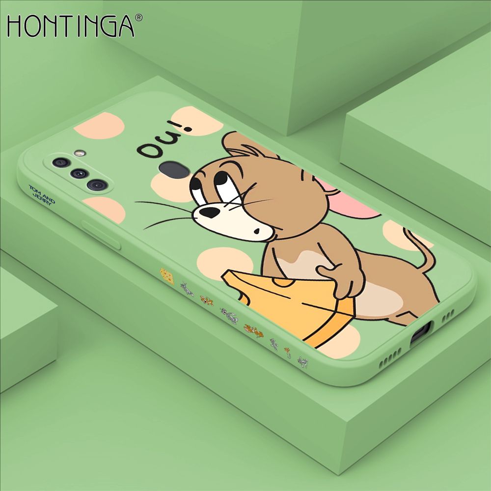 Hontinga for Samsung A11 Case Side Design Cute Cartoon Mouse Back Cover Soft Square Edge Pattern Liquid Silicone Trend Phone Cases