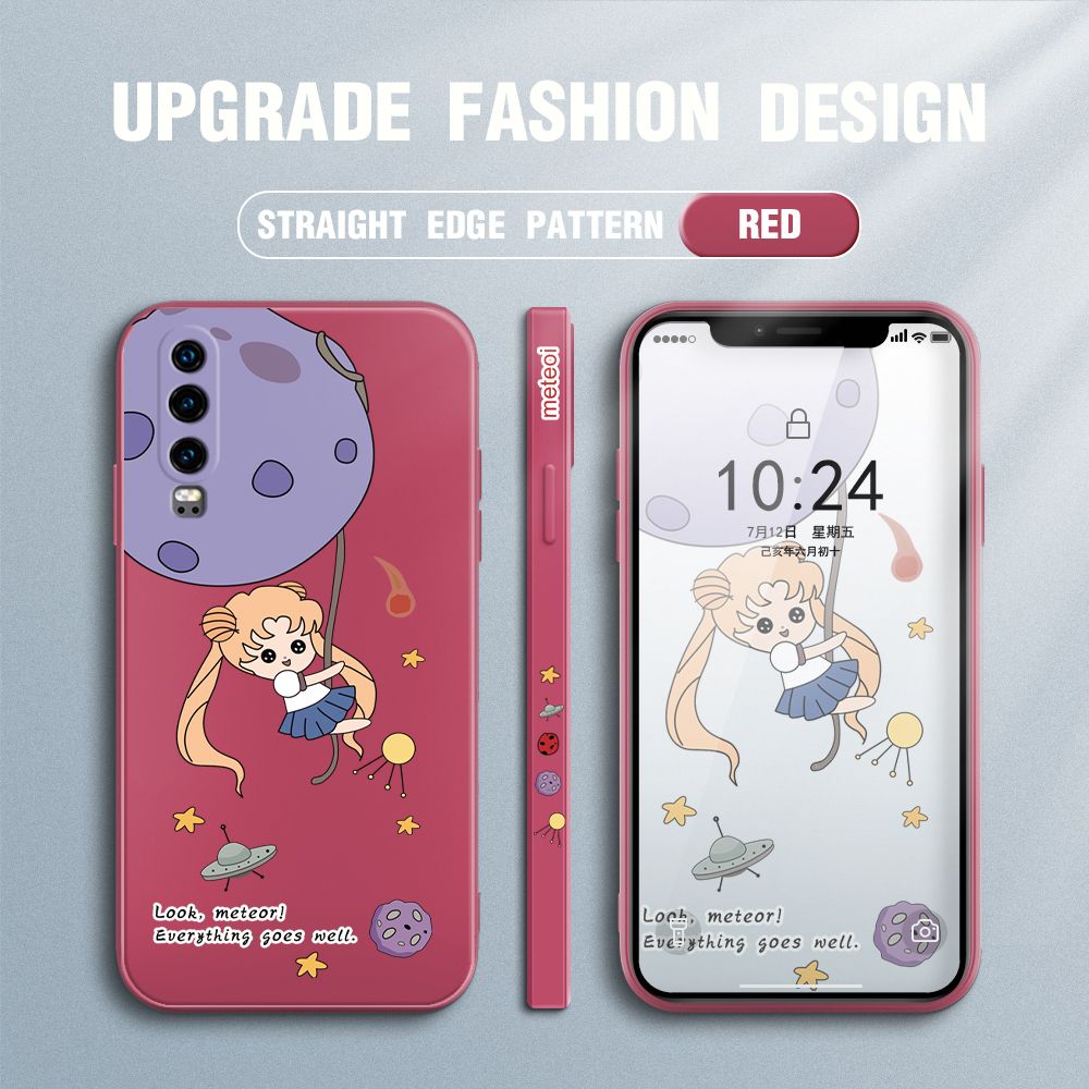 UCUC for Huawei P30 Back Cover Beauty Warrior Ultra Thin Soft Luxury Square Multicolor Liquid Silicone Phone Case