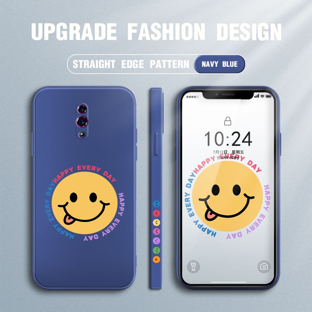 FHKL for OPPO Reno Back Cover Cartoon Smile Side design Soft Case Multicolor Liquid Silicone Phone Cases