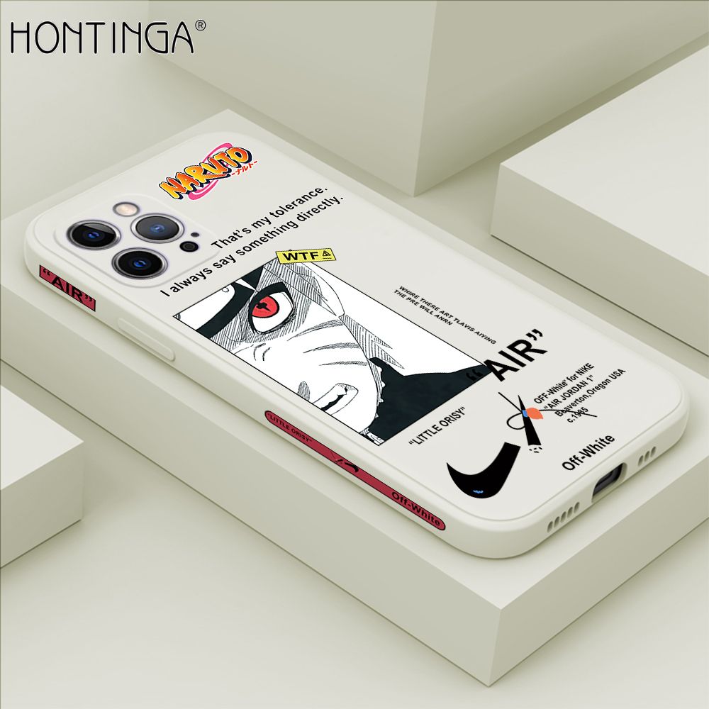 Hontinga for iPhone 12 Pro Max Case Side Design New Anime Naruto for Boys Back Cover Soft Square Edge Pattern Liquid Silicone Trend Phone Cases
