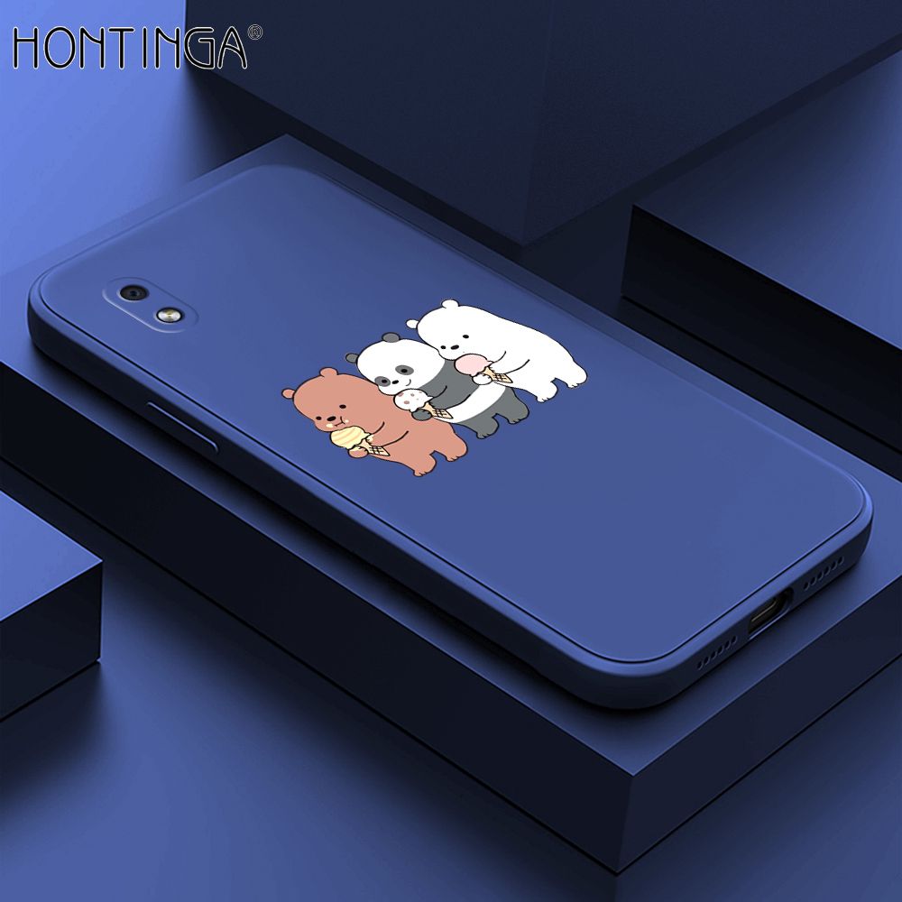 Hontinga for Samsung Galaxy A01 Core Case Cute Cartoon Bear  Phone Case Soft Square Edge Silicone Cases Full Lens Cover Shockproof Protection Cover
