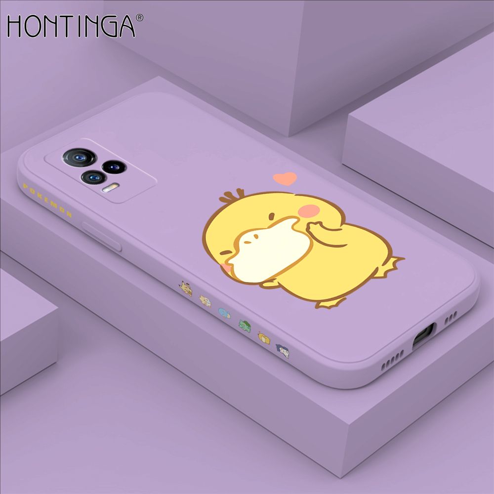Hontinga for Vivo V21E Y73 2021 Case Side Design Trendy Cartoon Sign Back Cover Soft Square Edge Pattern Liquid Silicone Phone Cases