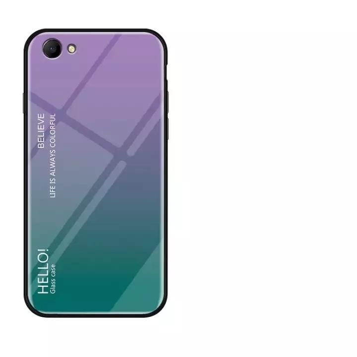 Gradient Color Tempered Glass Casing Protective Case Back Cover Soft TPU Bumper Case For OPPO A83 / OPPO A1 Case