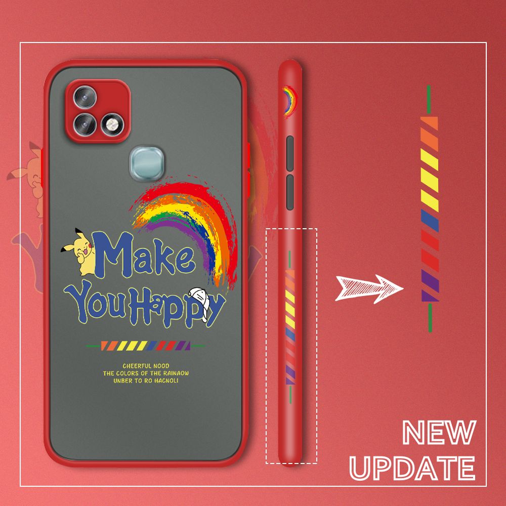 UCUC for Infinix Hot 10i Back Cover Rainbow Pikachu Side Printed Design Phone Case Ultra Thin Frosted Cover Shockproof Phone Cover