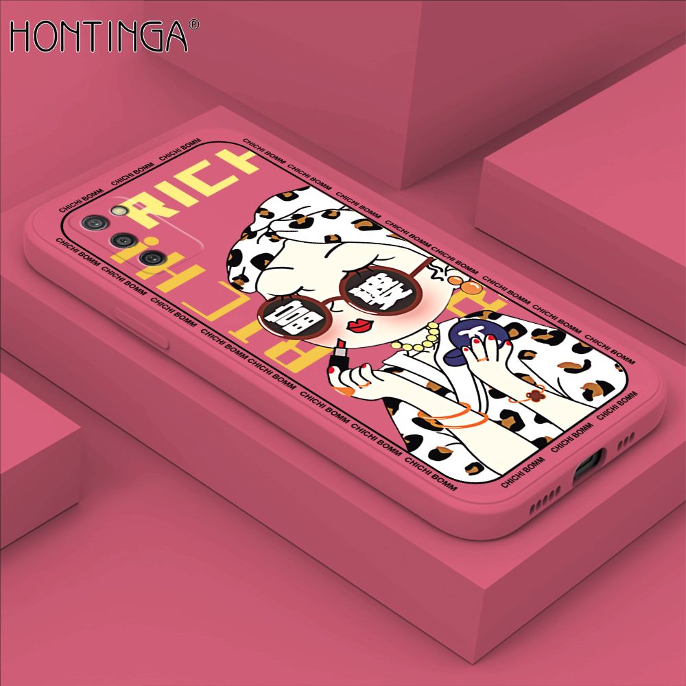 Hontinga for Samsung Galaxy A03S Case Fashion Sunglasses Rich Girl Phone Case Phone Case Soft Square Edge Silicone Cases Full Lens Cover Shockproof Protection Cover