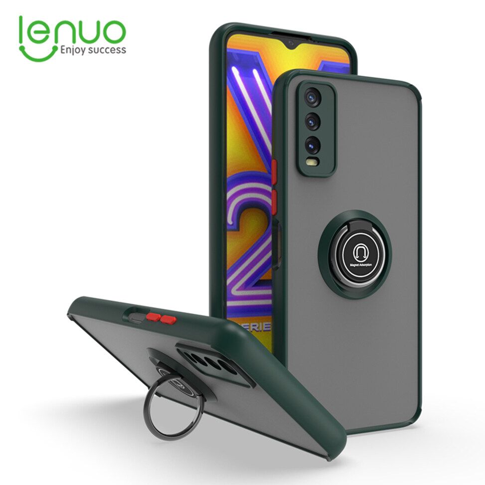 Lenuo Anti-fall Fashion Protective Phone Case For Vivo Y20 / Y20S / Y20i / Y20 2021 / Y20A / Y20G / Y11s / Y12s Casing Multifunction Car Magnetic Shockproof With Ring Stand Back Cover