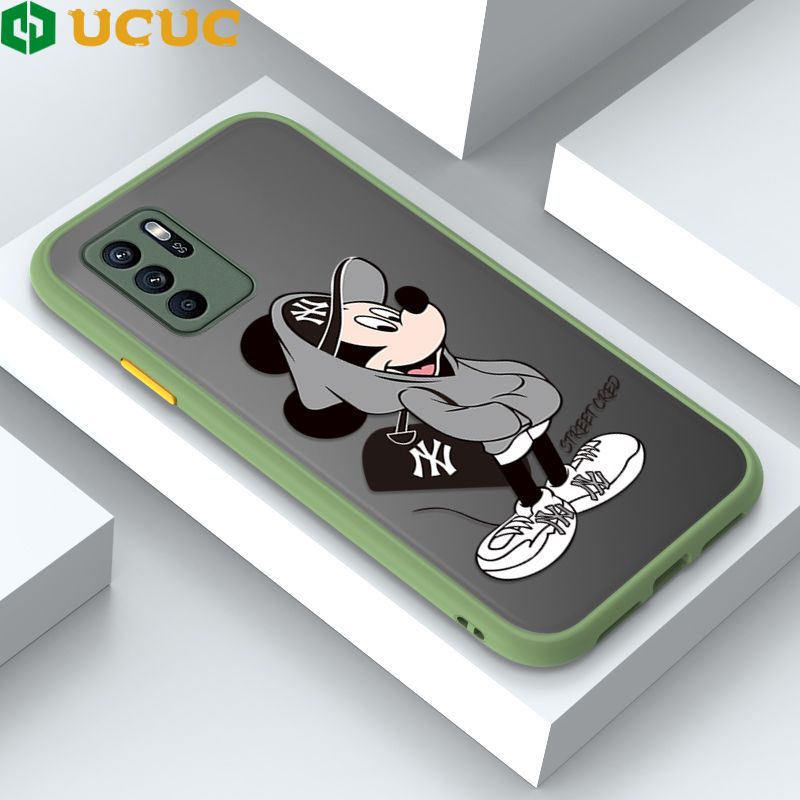 UCUC for OPPO Reno6 Z 5G Back Cover Handsome Mouse Frosted Transparent Hard Phone Case Thin Shockproof Full Cover Camera Protect Case
