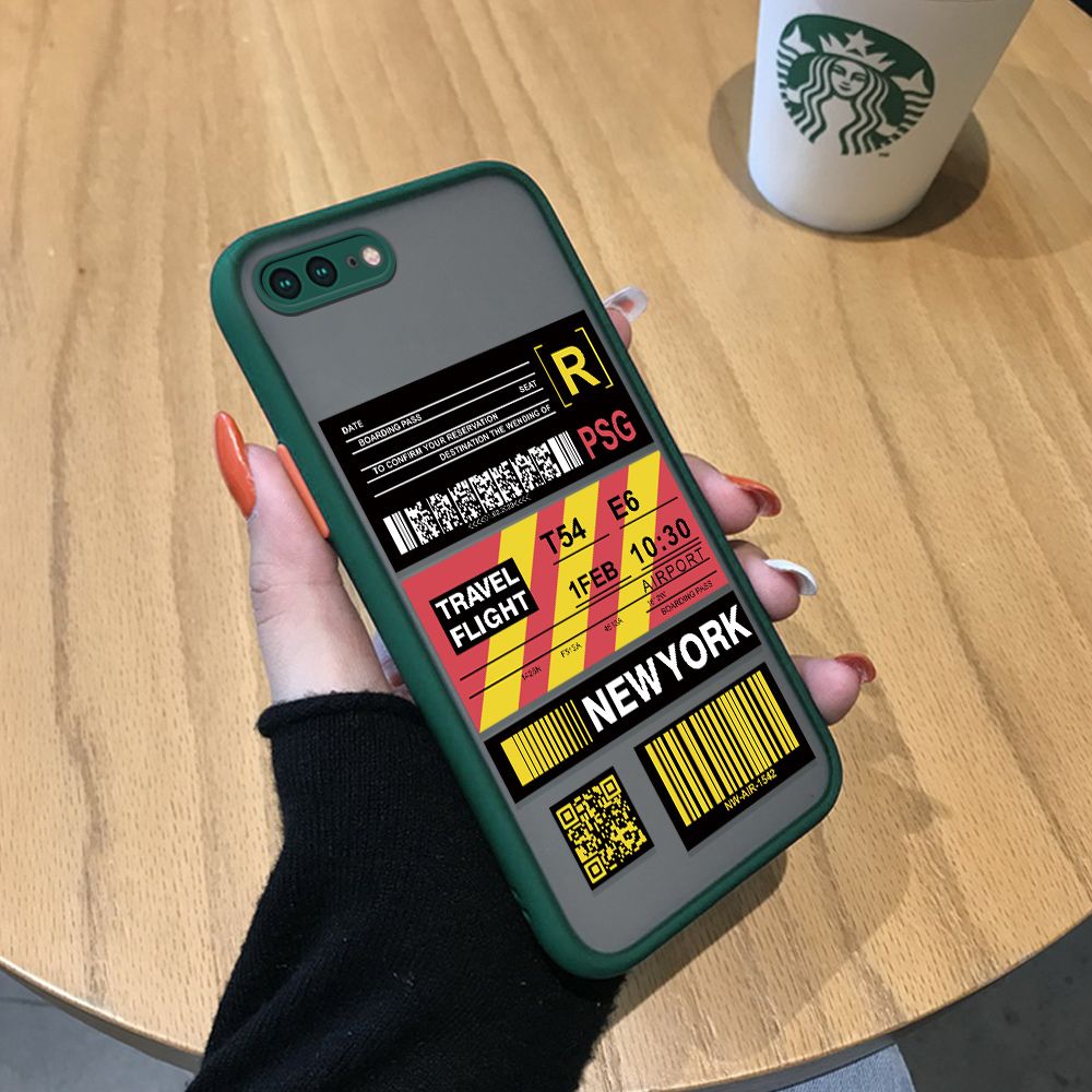 Jizetin for iPhone 7 Plus / 8 Plus Back Cover Stripe Air Ticket Mobile Phone Case Ultra Thin Full Lens Protection Phone Case for Boy