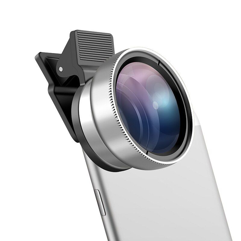 Aluminum Alloy 49mm Phone Lens 0.45x Wide Angle Lens Fish Macro Lenses Camera Kits With Clip Lens Ultra-Portable