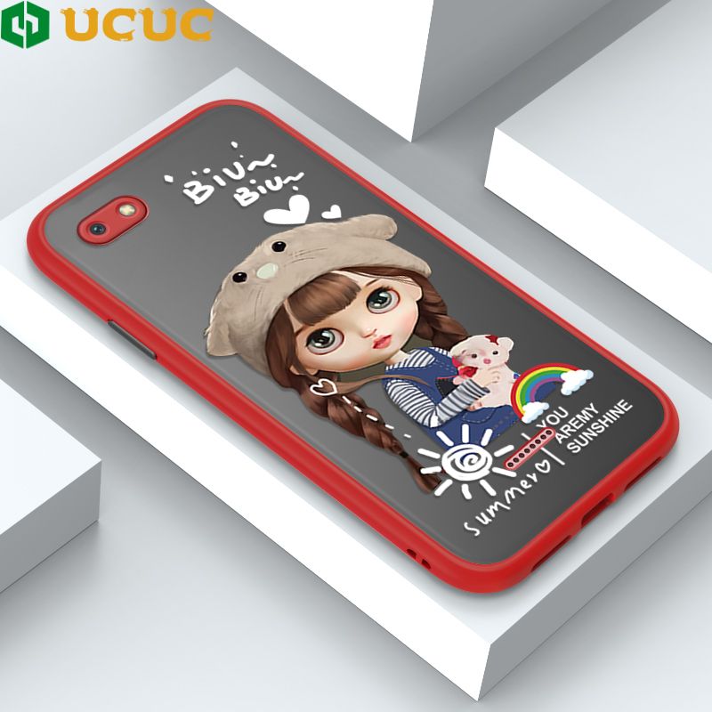 UCUC for Redmi 6A Back Cover Rainbow Lovely Girls Frosted Transparent Hard Phone Case Thin Shockproof Full Cover Camera Protect Case