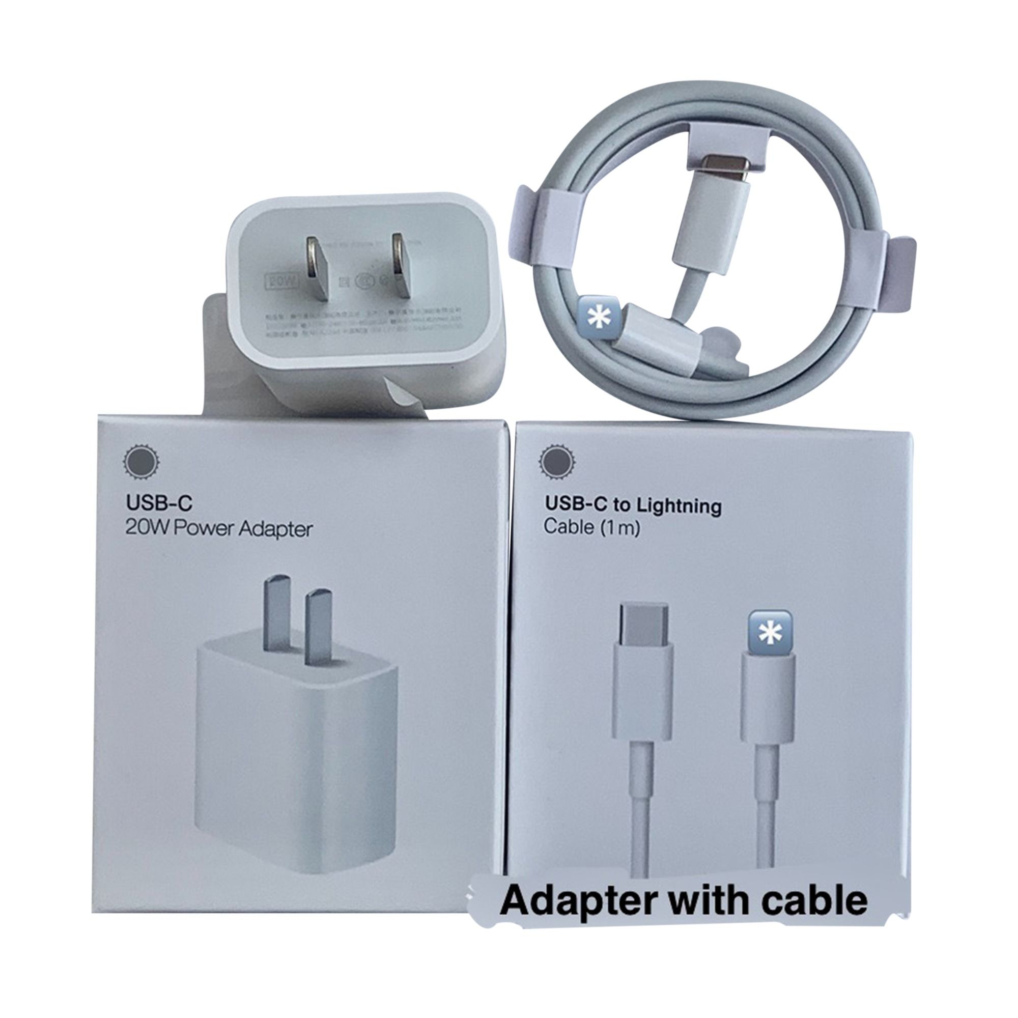 20W Fast USB charger adapter with cable for IPhn 13/12/11/X/8/ipd