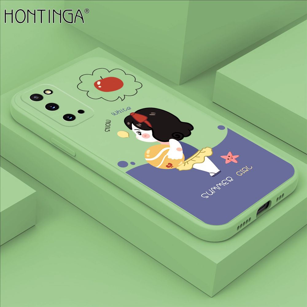 Hontinga for Samsung S20 Case Cute Cartoon Girl Phone Case Phone Case Soft Square Edge Silicone Cases Full Lens Cover Shockproof Protection Cover