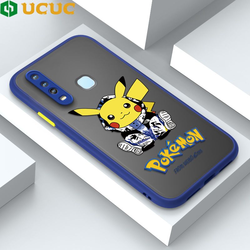 UCUC for Vivo Y17 Y15 Y12 Back Cover Wrapped Pikachu Frosted Transparent Hard Phone Case Thin Shockproof Full Cover Camera Protect Case