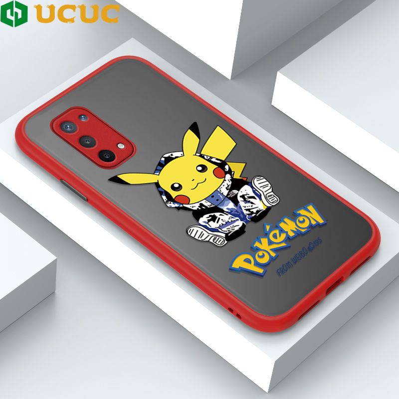 UCUC for OPPO A74 5G Back Cover Wrapped Pikachu Frosted Transparent Hard Phone Case Thin Shockproof Full Cover Camera Protect Case