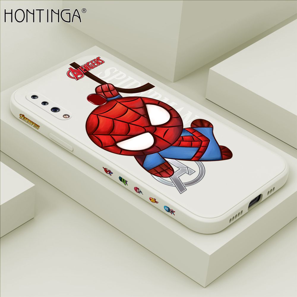 Hontinga for Samsung A20S Case Side Design Cartoon Little Spider Back Cover Soft Square Edge Pattern Liquid Silicone Trend Phone Cases