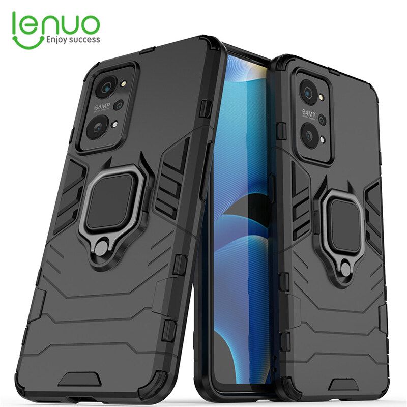 Lenuo Phone Case for Realme GT Neo2 Silicone PC Metal Ring Holder Cover