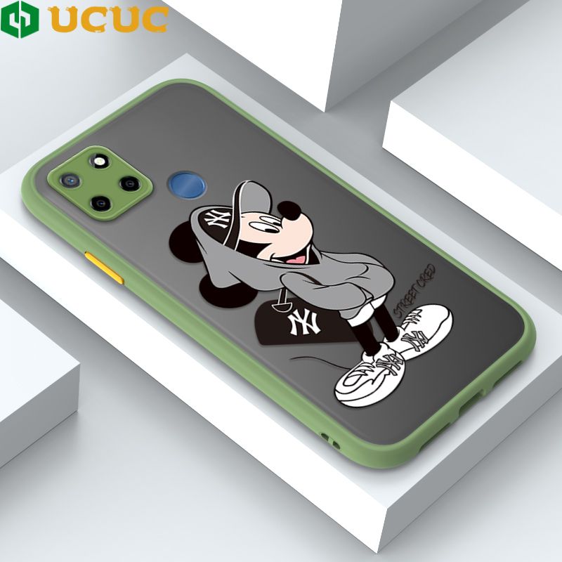UCUC for Realme Narzo 20 / Realme Narzo 30A / Realme C12 / Realme C25 / Realme C25S Back Cover Handsome Mouse Frosted Transparent Hard Phone Case Thin Shockproof Full Cover Camera Protect Case