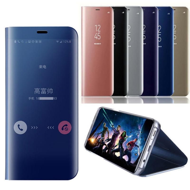 For Xiaomi Mi 8 Lite Smart Luxury Plating Clear View Mirror Leather Stand Flip Cover