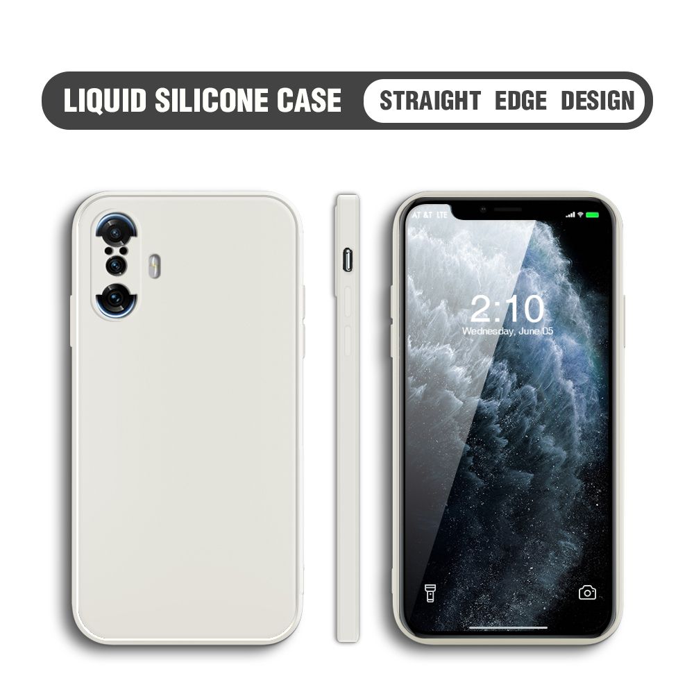 Hontinga for Xiaomi Poco F3 GT / Redmi K40 Gaming Case Simple Candy Color Back Cover Square Edge Pattern Liquid Silicone Phone Cases