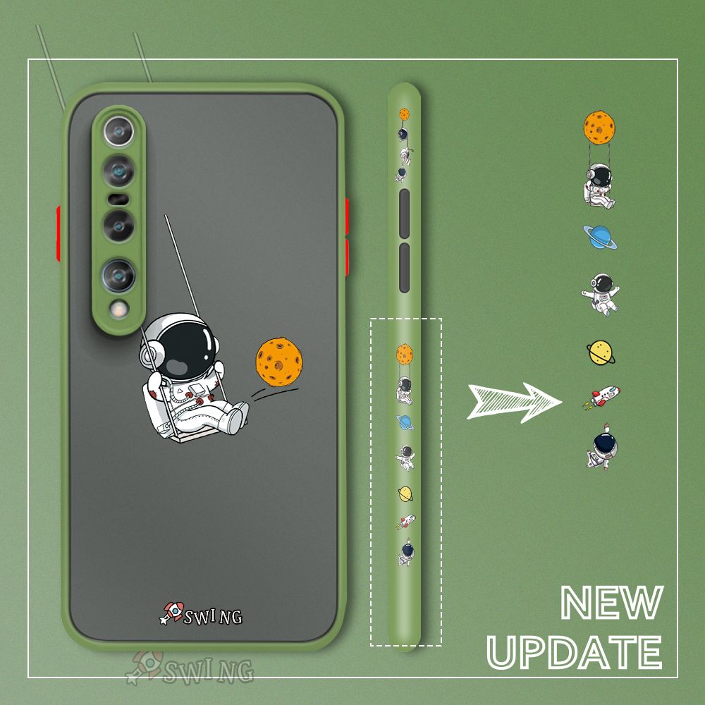 UCUC for Xiaomi 10 Pro Back Cover Swing Astronaut Side Printed Design Phone Case Ultra Thin Frosted Cover Shockproof Phone Cover