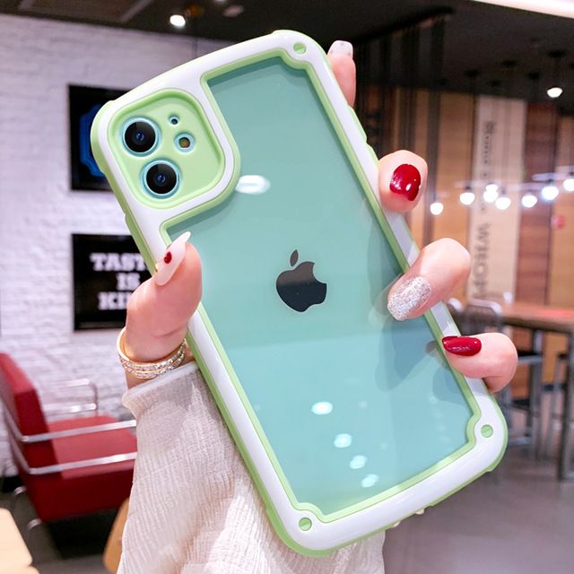 Candy Color Clear Phone Case For iPhone 11 Pro Max X XR XS Max 6 6S 7 8 Plus Shockproof Bumper Silicone Frame Transparent Cover