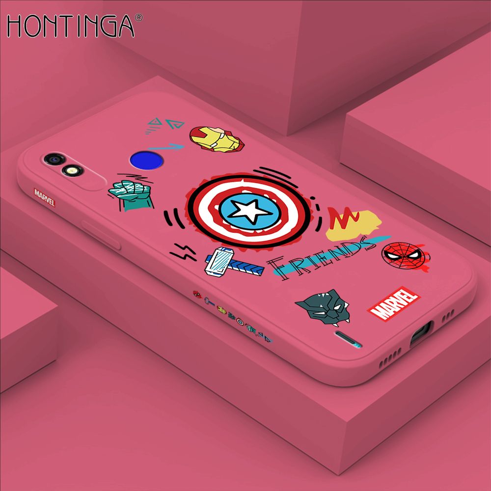 Hontinga for Tecno Spark 4 Lite Back Cover Cartoon Anime Icon Design Side Design Case Square Edge Liquid Silicone Phone Case