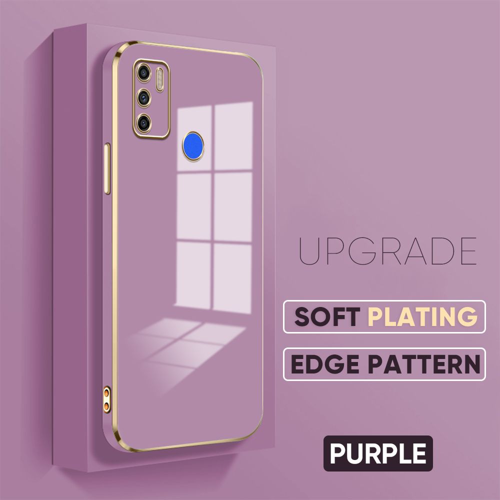 TA for Tecno Spark 5 Air Back Cover + Free Lanyard Luxury 6D Plating Case Side Pattern Soft Silicone Square Mobile Phone Cases