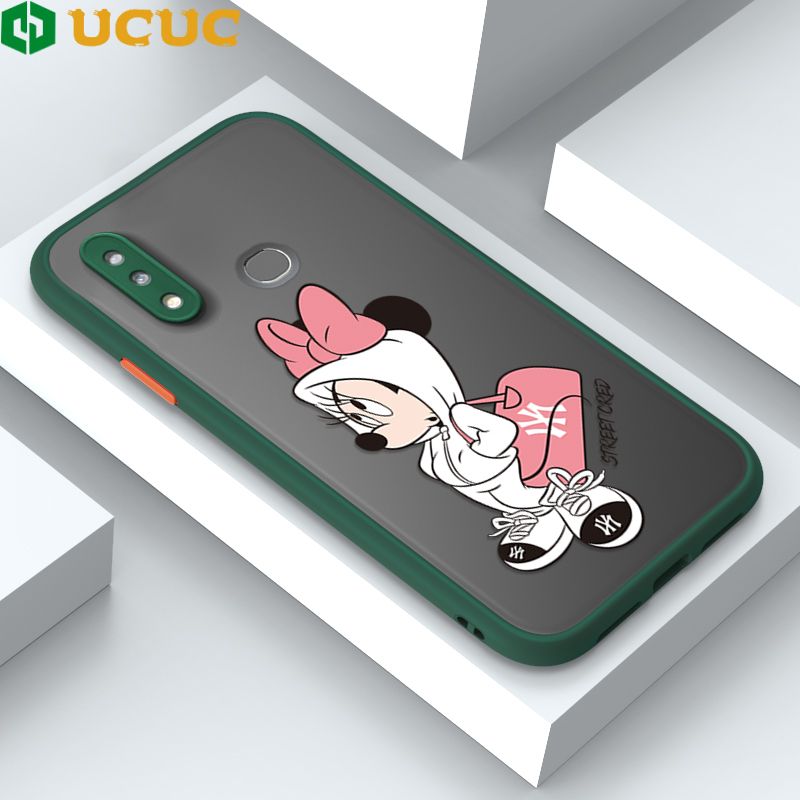 UCUC for Samsung Galaxy A10S Back Cover Satchel Minnie Frosted Transparent Hard Phone Case Thin Shockproof Full Cover Camera Protect Case