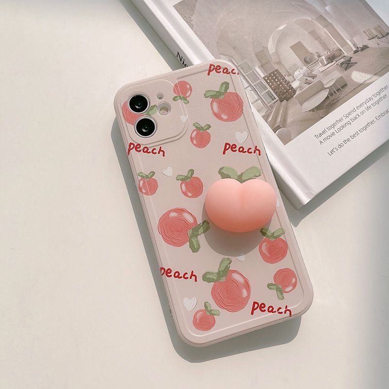 Cute Peach Case Soft Silicone Cover Mobile Phone Protective Case