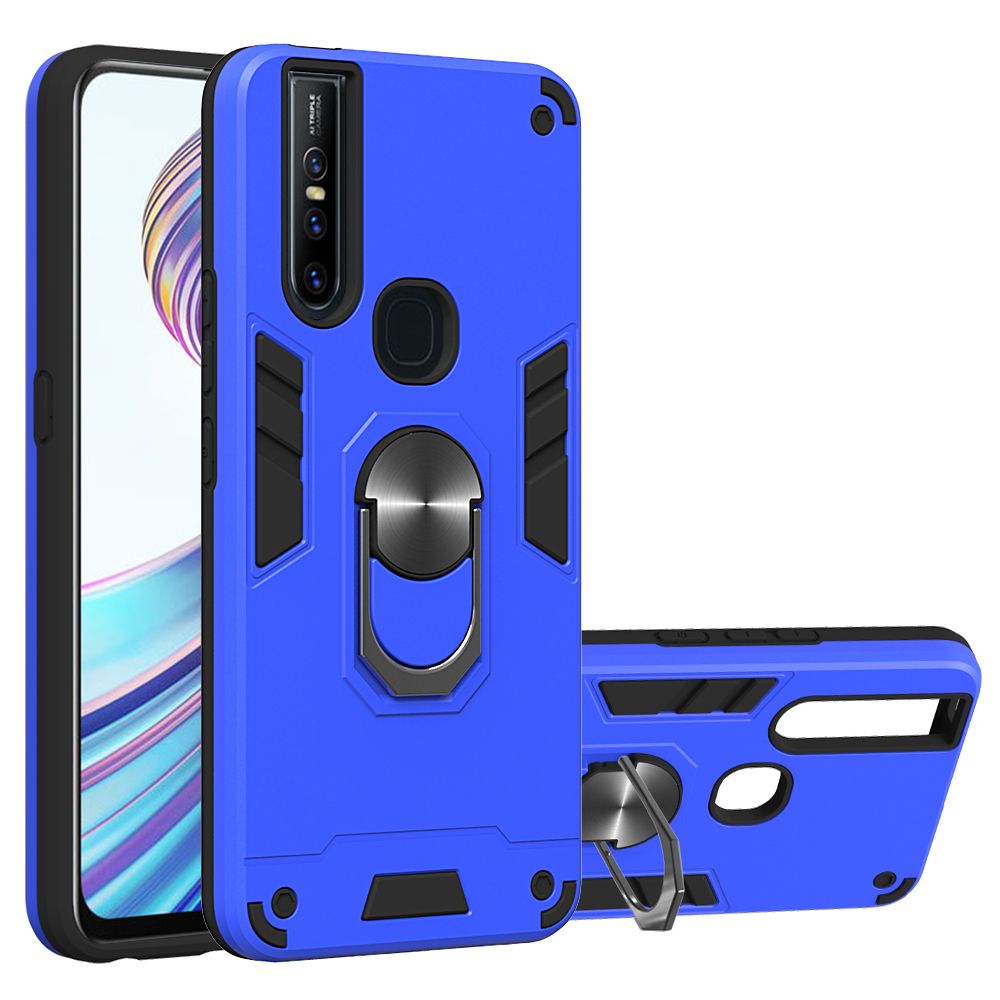 For Vivo V15 Double-layer Warframe Series with 360 Degree Rotating Ring Ruggedized Shock Protective Case