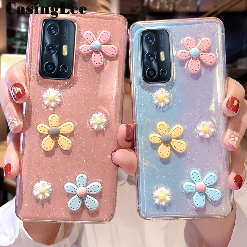 Casinglee For VIVO V17 Case Soft silicon Moon Glitter Bling Full Stars Flower Back Cover for VIVO V17 Phone cases For girls and Boys