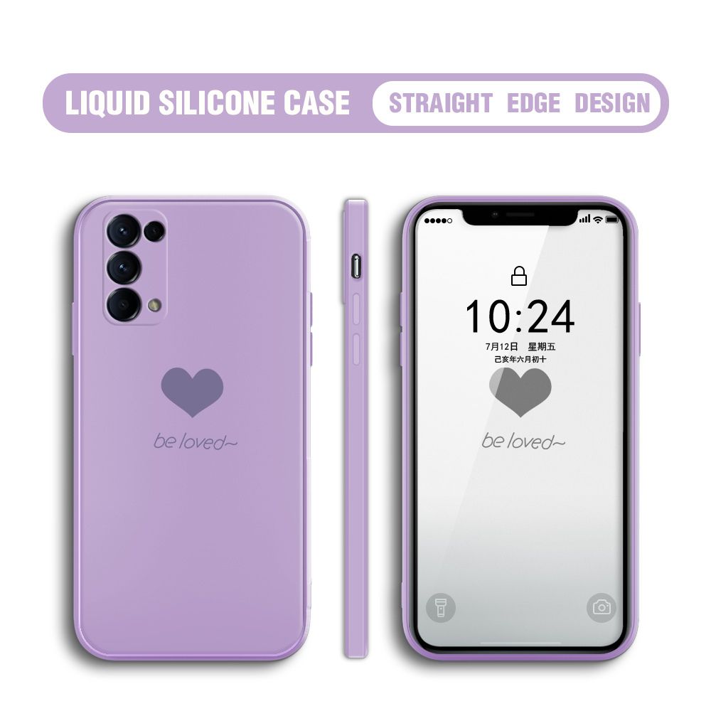 Jizetin for OPPO Reno5 4G / Reno 5 5G Back Cover Little Love Multicolor Liquid Silicone Phone Case Soft Square Lens Protection Phone Cases